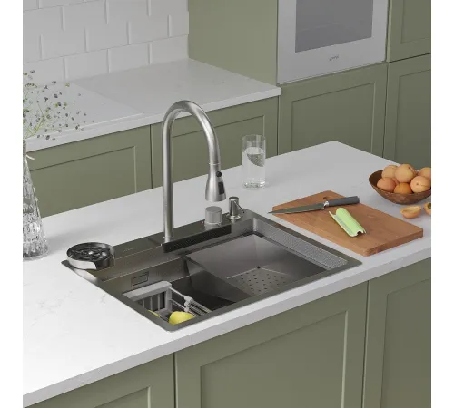 Кухонная мойка Roxen Stage Plus 560250-60-S многофункциональная 8 в 1 60*48/текстурный сатин