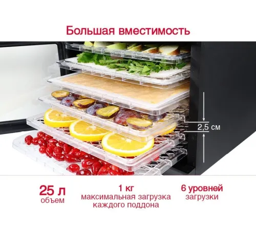 Сушилка для овощей и фруктов Oursson DR60102D/BL