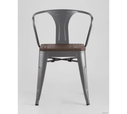 Стул с подлокотниками Stool Group Tolix ARM wood c подлокотниками серебристый