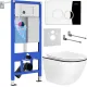 Унитаз подвесной Roxen Antares Black в комплекте с инсталляцией StounFix Dual Fresh 6 в 1 964658 кнопка: хром глянец
