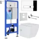 Унитаз подвесной Roxen Cube Bidet One Rimless 6 в 1 StounFix Dual Fresh 596716 кнопка: хром