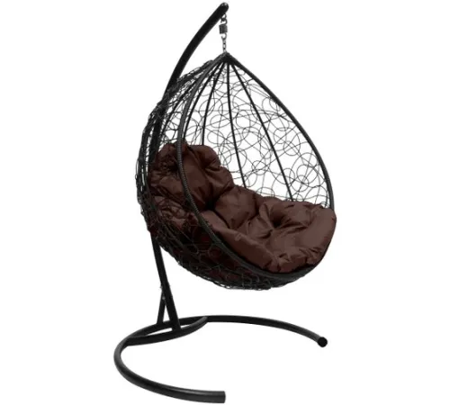 Подвесное кресло M-Group Капля 11020405 черный ротанг/коричневая подушка