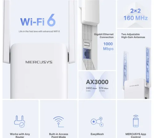 Усилитель Wi-Fi Mercusys ME80X