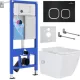 Унитаз подвесной Roxen Cube Bidet One Rimless 6 в 1 StounFix Dual Fresh 546731 кнопка: черный матовый
