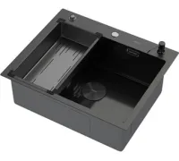 Кухонная мойка ARFEKA Eco AR мойка 600*500 POP-UP, коландер G, дозатор BLACK DECOR MILLET GRAINS