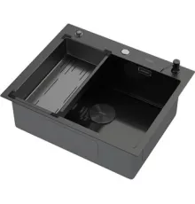 Кухонная мойка ARFEKA Eco AR мойка 600*500 POP-UP, коландер G, дозатор BLACK DECOR MILLET GRAINS