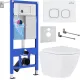 Унитаз подвесной Roxen Antares в комплекте с инсталляцией StounFix Dual Fresh 6 в 1 533876 кнопка: белый глянец