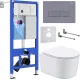 Унитаз подвесной Roxen Simple Compact в комплекте с инсталляцией StounFix Dual Fresh 6 в 1 966808 кнопка: серый гранит
