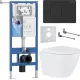 Унитаз подвесной Roxen Antares Tornado в комплекте с инсталляцией StounFix Dual Fresh 6 в 1 868610 кнопка: оружейная сталь матовая