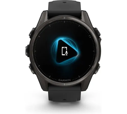 Умные часы Garmin Fenix 8 Sapphire 43мм титановый угольно-черный DLC, пепельно-серый ремешок