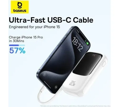 Внешний аккумулятор Baseus Qpow Pro+ Digital Display Fast Charge 22.5W 10000mAh белый
