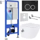 Унитаз подвесной Roxen Antares Bidet в комплекте с инсталляцией StounFix Dual Fresh 6 в 1 906342 кнопка: черный матовый