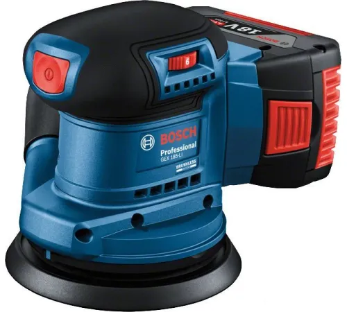 Эксцентриковая шлифмашина Bosch GEX 185-LI Professional 06013A5021 с 1-м АКБ, кейс
