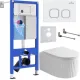 Унитаз подвесной Roxen Royal Matt в комплекте с инсталляцией StounFix Dual Fresh 6 в 1 968265 кнопка: белый