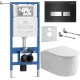Унитаз подвесной Roxen Royal Matt в комплекте с инсталляцией StounFix Dual Fresh 6 в 1 968297 кнопка: черный/хром