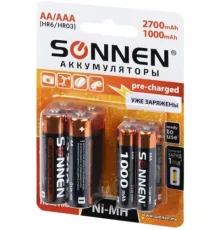 Аккумулятор Sonnen AA 2700мАч + AAA 1000мАч 8 шт