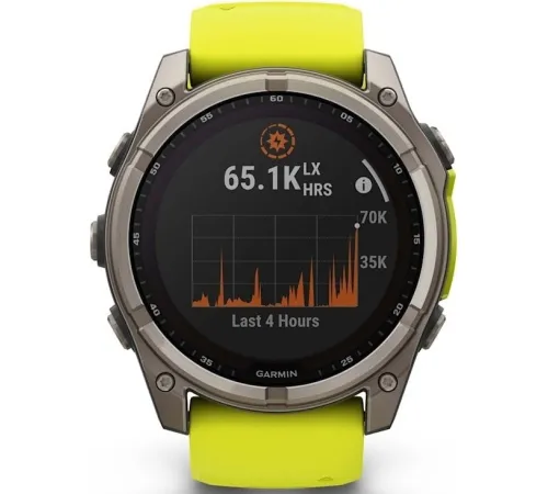 Умные часы Garmin Fenix 8 Solar, Sapphire 51мм титановый, желтый силиконовый ремешок