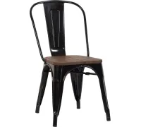 Стул Stool Group Tolix Wood YD-H440B-W LG-01 черный глянцевый/темное дерево
