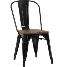 Стул Stool Group Tolix Wood YD-H440B-W LG-01 черный глянцевый/темное дерево