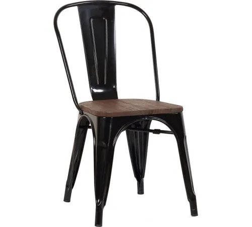 Стул Stool Group Tolix Wood YD-H440B-W LG-01 черный глянцевый/темное дерево
