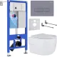 Унитаз подвесной Roxen Porto в комплекте с инсталляцией StounFix Dual Fresh 6 в 1 966779 кнопка: серый гранит