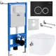 Унитаз подвесной Roxen Antares Bidet в комплекте с инсталляцией StounFix Dual Fresh 6 в 1 906342 кнопка: черный матовый