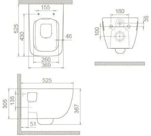 Унитаз CeraStyle Aqua HC00706PN00 без сиденья