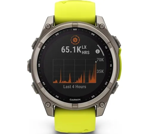 Умные часы Garmin Fenix 8 Solar, Sapphire 47мм титановый серый с желтым ремешком