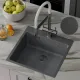 Кухонная мойка Roxen Snake 560220-50-BS 50*48 PVD графит/текстурная поверхность с коландером и дозатором
