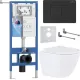 Унитаз подвесной Roxen Antares в комплекте с инсталляцией StounFix Dual Fresh 6 в 1 868609 кнопка: оружейная сталь матовая