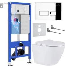 Унитаз подвесной Roxen Antares One Rimless 6 в 1 StounFix Dual Fresh 583589 кнопка: хром