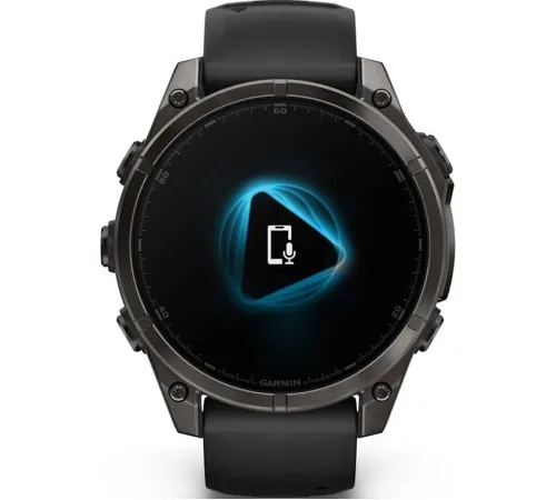 Умные часы Garmin Fenix 8 Sapphire, Titanium 47мм угольно-черный DLC, пепельно-черный силиконовый ремешок