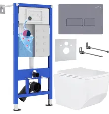Унитаз подвесной Roxen Boro в комплекте с инсталляцией StounFix Dual Fresh 6 в 1 966786 кнопка: серый гранит