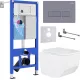 Унитаз подвесной Roxen Boro в комплекте с инсталляцией StounFix Dual Fresh 6 в 1 966786 кнопка: серый гранит