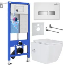 Унитаз подвесной Roxen Cube Bidet One Rimless 6 в 1 StounFix Dual Fresh 640526 белое стекло