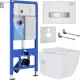 Унитаз подвесной Roxen Cube Bidet One Rimless 6 в 1 StounFix Dual Fresh 640526 белое стекло