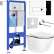 Унитаз подвесной Roxen Antares Black в комплекте с инсталляцией StounFix Dual Fresh 6 в 1 964772 кнопка: хром глянец