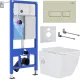 Унитаз подвесной Roxen Cube bidet в комплекте с инсталляцией StounFix Dual Fresh 6 в 1 966682 кнопка: бежевый