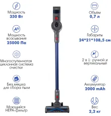 Пылесос Endever SkyClean VC-304 темно-синий/серый