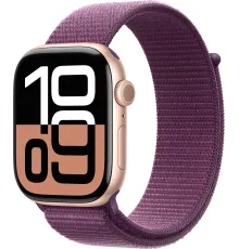 Умные часы Apple Watch Series 10 46 мм алюминиевый корпус, розовое золото/сливовый, нейлоновый ремешок