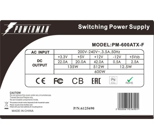 Блок питания Powerman PM-600ATX-F