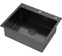 Кухонная мойка ARFEKA Eco AR 600*500 POP-UP BLACK PVD NANO DECOR VOLCANIC ROCK