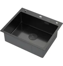 Кухонная мойка ARFEKA Eco AR 600*500 POP-UP BLACK PVD NANO DECOR VOLCANIC ROCK