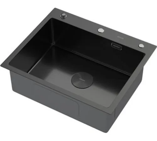 Кухонная мойка ARFEKA Eco AR 600*500 POP-UP BLACK PVD NANO DECOR VOLCANIC ROCK