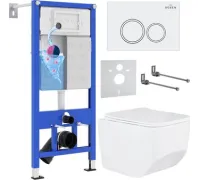 Унитаз подвесной Roxen Boro One Rimless 6 в 1 StounFix Dual Fresh 506177 кнопка: белый глянец