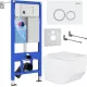 Унитаз подвесной Roxen Boro One Rimless 6 в 1 StounFix Dual Fresh 506177 кнопка: белый глянец