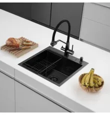 Кухонная мойка ARFEKA ECO AR мойка 500*500, коландер F, дозатор BLACK