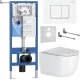 Унитаз подвесной Roxen Vortex Tornado в комплекте с инсталляцией StounFix Dual Fresh 6 в 1 868634 кнопка: брашированное золото матовая