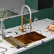 Кухонная мойка Roxen Uno 560210-54G-V золото/текстурная PVD покрытие с ролл-матом и дозатором