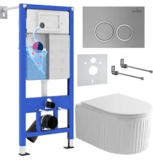 Унитаз подвесной Roxen Royal Matt в комплекте с инсталляцией StounFix Dual Fresh 6 в 1 968246 кнопка: хром - матовый